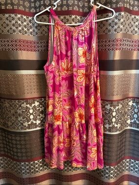 Loft Women's Floral Pink Sundress - Sleeveless Summer Dress